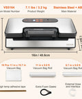 Killer Suction 90Kpa Dual Pump Vacuum Sealer Machine Keeps Grub Fresh With Easy Auto And Manual Settings Built In Plastic Bag Cutter And External Hose For Snap Tight Airtight Freezer Storage with stainless steel body and vacuum accessories.