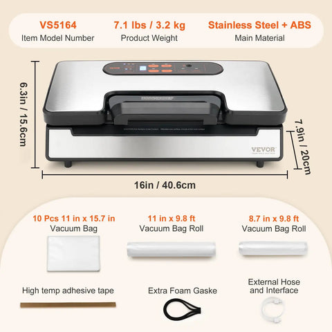 Killer Suction 90Kpa Dual Pump Vacuum Sealer Machine Keeps Grub Fresh With Easy Auto And Manual Settings Built In Plastic Bag Cutter And External Hose For Snap Tight Airtight Freezer Storage with stainless steel body and vacuum accessories.