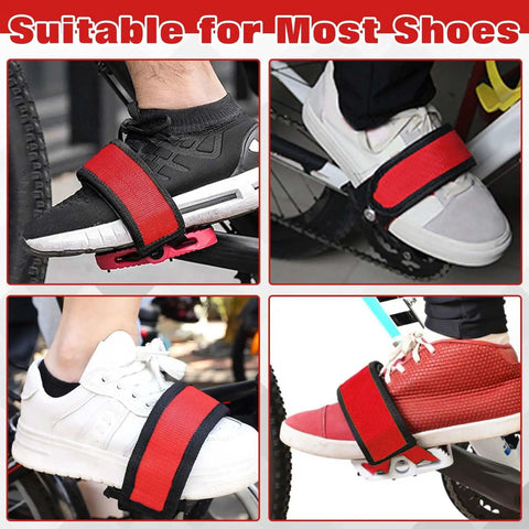 One Pair Adjustable Bike Pedal Straps For Extra Grip And Comfort Anti Slip Nylon Foot Clips on various shoes