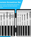11 Piece Mini Precision Screwdriver Set With Slotted And Phillips Bits, Tiny Screwdriver Kit for electronics and jewelry repair case open