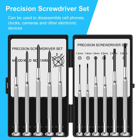 11 Piece Mini Precision Screwdriver Set With Slotted And Phillips Bits, Tiny Screwdriver Kit for electronics and jewelry repair case open