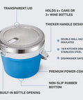 Rock Solid 7 Liter Insulated Ice Bucket With Handy Bottle Opener Double Wall Vacuum Stainless Steel Drink Cooler Holds Six Longnecks Or Three Wine Bottles For Backyard Bashes And Chill Gatherings Blue with transparent lid and thicker handle.