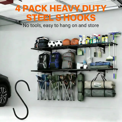 Heavy Duty Garage Wall Shelves 46 Inch By 12 Inch Floating Shelves Wall Mounted With 190 Lb Load Capacity Black Storage Rack