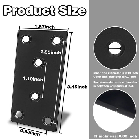 Thirty Five Pack Pro Grade Three Point One Inch Black 304 Stainless Steel Mending Plates Solid Joining Brackets For Wood Fixups And Fence Jobs Built Tough Indoors Or Outdoors With Zero Rust Worry