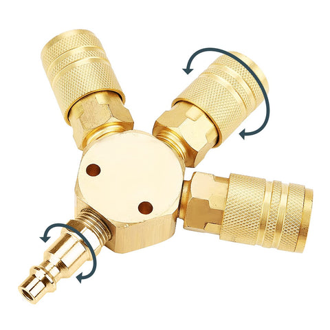 3-Way Air Manifold Steel 1 Quarter Inch Universal Air Hose Splitter For Air Compressors With Quick Connect Fittings Built Tough For Real World Use Easy On Off