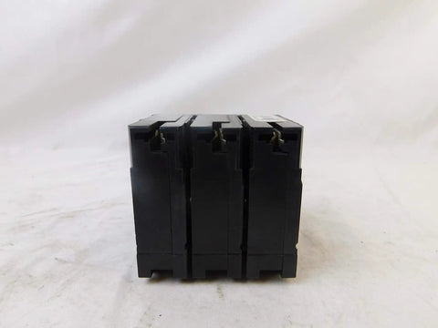 Front view of BR320 Three-Pole 20 Amp 240 Volt Circuit Breaker for Home Electrical Panel, emphasizing its robust construction.