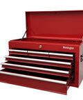Beefy Portable Metal Tool Chest With Six Drawers, 24 Inch Tool Cabinet, Ball Bearing Drawer Slides, Central Lock, Steel Tool Storage Box