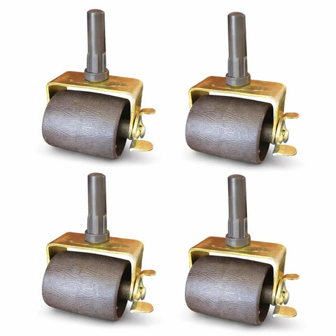 Heavy Duty Bed Frame Casters With Socket Sleeve Inserts Replacement Wheels For Bed Frame Set Of 4 Locking Brown Extra Wide