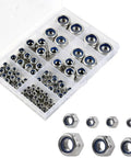 Nylon Insert Lock Nuts Set In 304 Stainless Steel, 140 Piece Assortment For M3 To M12, kit displayed in plastic case
