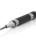 Heavy-duty automatic center punch with knurled metal handle and hardened steel tip