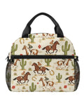 Desert Horse Insulated Kids Lunch Box With Easy-Clean Lining And Adjustable Strap, cactus and horse print design