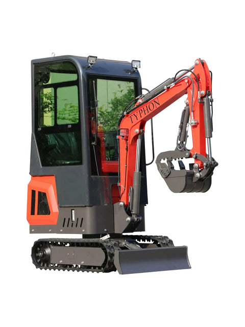 Compact 1.1 Ton Mini Excavator With Enclosed Cab And Hydraulic Thumb Attachment Built Like A Tank For Tight Job Sites Featuring 13.5 Horsepower Engine And Hydraulic Oil Cooler Handles Landscaping Work Without Breaking A Sweat