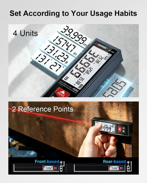 Ultra Compact Laser Distance Meter 196 Ft Range With Jumbo Lcd Screen Usb C Rechargeable Pocket Tape Measure Replacement For Tradesmen And Weekend Warriors Hauling Tools On The Job Site Daily