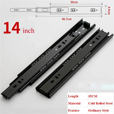 Stainless Steel Drawer Slide 10 To 20 Inch Soft Close Three-Section Cabinet Track Rail For Kitchen Office And Workshop Drawers