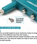Heavy Duty Rivet Gun Kit With Four Interchangeable Heads For Metalwork And Automotive Use, cut shaft removal nozzle feature