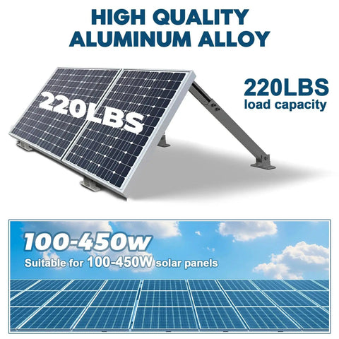 Adjustable Solar Panel Mounting Brackets Kit For 14 To 27 Inch Panels Aluminum Alloy Tilt Brackets 220 lbs capacity