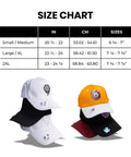Size chart with Dope Custom Golf Hat With Tee Holder And Ball Marker, Bill Magnet, Sweat Stain Resistant, 2XL fit hats displayed.