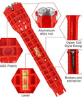 14 In 1 Basin Wrench Kit For Sink And Faucet Installations, Built For Tight Spaces, ABS plastic and aluminum details, close-up view