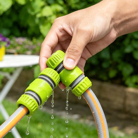Heavy Duty 4 Pack 1 2 Inch Garden Hose Connector Repair Kit Made From Tough Abs Plastic Quick Connectors For Faucets Sprinklers And Nozzles Perfect For Your Y Joints Diverters And Outdoors Projects That Need Serious Durability, hand holding hose connector
