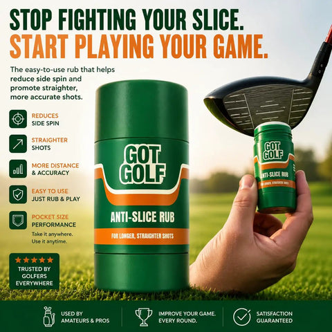 Anti Slice Golf Rub For Drivers And Hybrids Fix Your Slice Instantly Hit Straighter And Longer Drives Reduce Spin With No Swing Change Needed Makes Playing Fun On Fairways Trackman Tested For Real Distance Gains bottle in hand next to club face