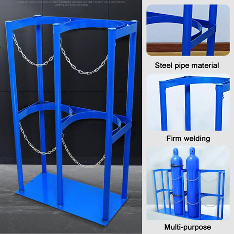 Heavy Duty Gas Cylinder Holder Stand With Steel Construction For Oxygen And CO2 Tanks Rugged Beefy Durable Storage Rack