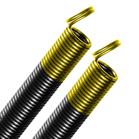 Close-up of 180 Lb Gold Garage Door Extension Springs, Heavy-Duty Double-Looped 2-Pack For 7 Ft Sectional Doors, ASTM 229 Steel, 30,000 Cycles