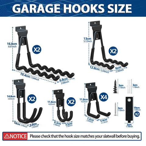 Slatwall Hook Set 14 Pack Heavy Duty With 5 Sizes And Extra Welding Spots, Universal Fit For Proslat StoreWALL HandiWall Panels