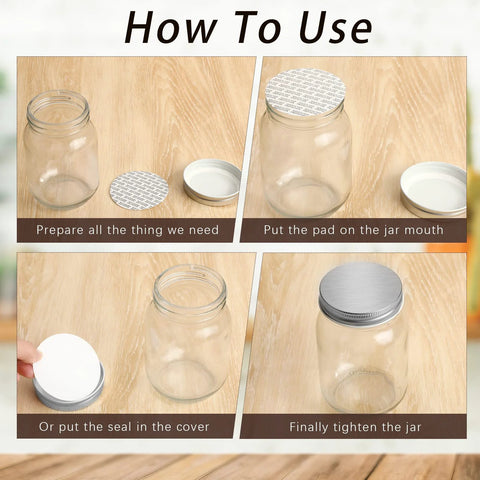70 mm foam lid liner jar sealer kit; round white foam seals for glass jars, 100 pieces.