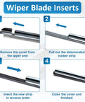 Step-by-step guide to installing 28 Inch Wiper Blade Refill Set For Front And Rear Windshields Universal Adjustable Replacement Frameless Design