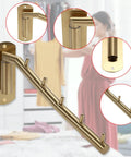 Heavy Duty Wall Mount Clothes Hanger Rack With Swing Arm 5 Gold Hooks Sturdy Coat And Robe Organizer For Laundry Room Detail