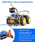 10 Pack 9G Micro Servo Motors For Small RC Helicopters Cars Boats Drones And Robotic Arms with specs and robotic vehicle example.