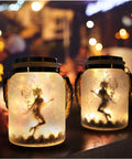 2 Pack Solar Lantern Fairy Lights For Outdoor Decor White Frosted Glass Hanging Jars With 20 Warm White Mini LEDs Auto On At Dusk