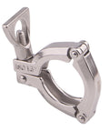 Side view of 1.5 inch 304 stainless steel tri-clamp sanitary clamp; three-segment design