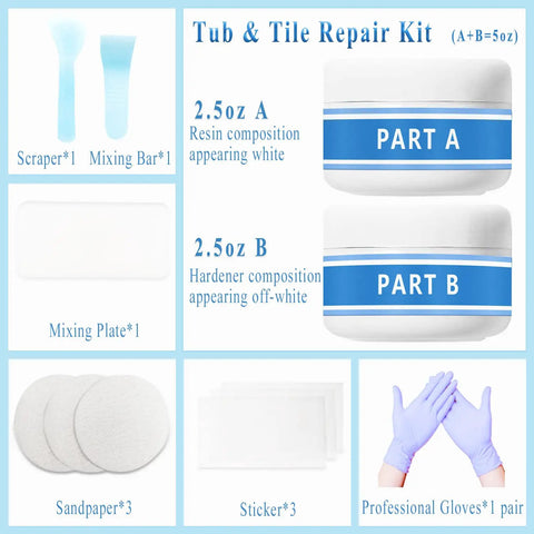 White 5oz Bathtub Repair Kit For Cracks Holes Scratches In Bathtubs Ceramic Tiles Sinks Porcelain Fiberglass And Countertops