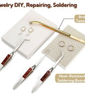 Six Piece Jewelry Soldering Kit with Ceramic Honeycomb Boards Copper Tong Solder Plate and Three Lock Tweezers Pro Grade