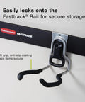 Garage FastTrack Power Tool Holder Satin Nickel Wall Mounted Storage System holds power tools with hooks on rail