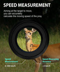 Golf Rangefinder With Slope, Flag-Lock, Vibration And Continuous Scan display showing deer speed measurement in 0-300 km/h range