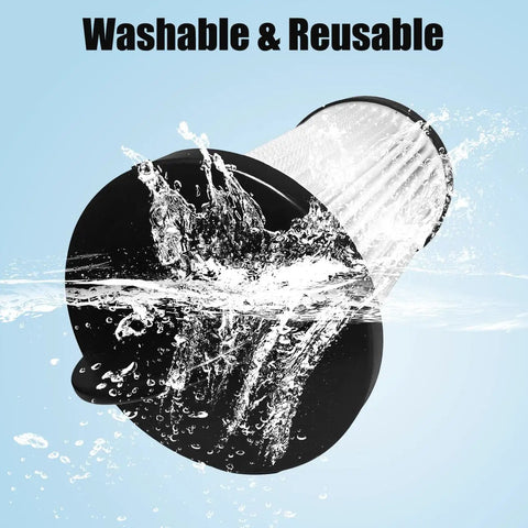 Top Shelf HEPA Pre Motor Vacuum Filters 2 Pack Kick Dust To The Curb High Efficiency Pleated Design shown being washed.
