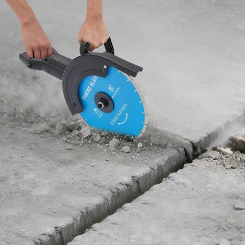 Heavy Duty Electric Concrete Saw Cutter With 3000 Watt Motor And Rugged Ab Diamond Blade cutting through cement with precision.