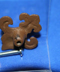 French Victorian Cabinet Knobs Pack Of 60 Cast Iron Fleur De Lis Hardware For 2-Inch Cabinets, side view showing screw attachment