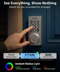 WiFi Smart Keypad Deadbolt Lock With App Remote Control No Hub Needed Works With Alexa And Google Assistant Keyless Entry Auto Lock Satin Nickel Finish For Easy Front Door Security Say Goodbye To Keys installed on blue door