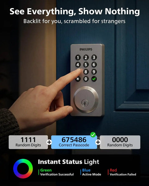 WiFi Smart Keypad Deadbolt Lock With App Remote Control No Hub Needed Works With Alexa And Google Assistant Keyless Entry Auto Lock Satin Nickel Finish For Easy Front Door Security Say Goodbye To Keys installed on blue door