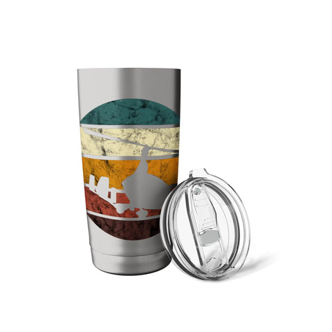 Retro Gyrocopter Aviation Insulated Stainless Steel Tumbler For Pilots And Flight Crews With A Vintage Gyrocopter Graphic