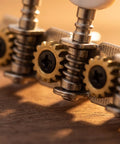 Upgrade Classical Guitar Tuning Pegs Set For 4L4R And Other Styles Easy Fit Replacement Hardware For Stable Tuning And Smooth Turn Durable Build No Fuss Install For Replacing Old Or Broken Guitar Tuner Parts, brass gear close-up