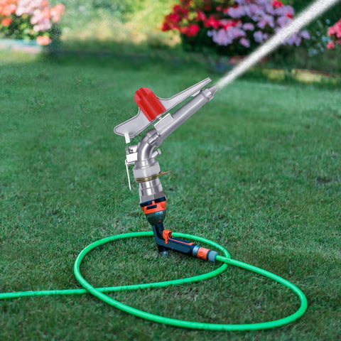 Heavy Duty 2 Inch Irrigation Spray Gun Kit With Aluminum Core And Dual Nozzles Delivering A Smooth 360 Degree Spray Pattern To Crush Your Crop Watering Jobs Across Farm Grounds For High Yield Agriculture