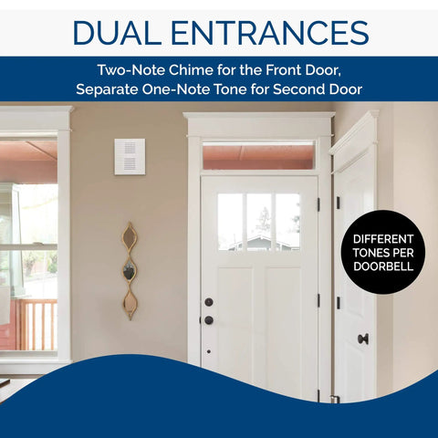 Decorative Wired Doorbell Kit With Easy Install Two Note Front Door Chime And One Note Back Door Tone In White Textured Finish