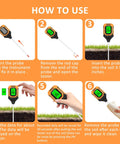 Steps to use 4 In 1 Soil Tester Meter For pH Moisture Temperature And Light With Backlit LCD Display Pro Grade Tool at home.
