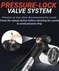 High Pressure Bike Shock Pump With Gauge For MTB Full Suspension 300 PSI 20 Bar Portable Manual Air Pump, showing pressure-lock valve system.