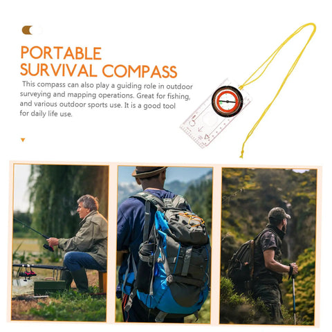 Lightweight Hiking Compass With Map Ruler, Rugged Metal Pocket Navigation Tool for outdoor activities shown in nature scenes