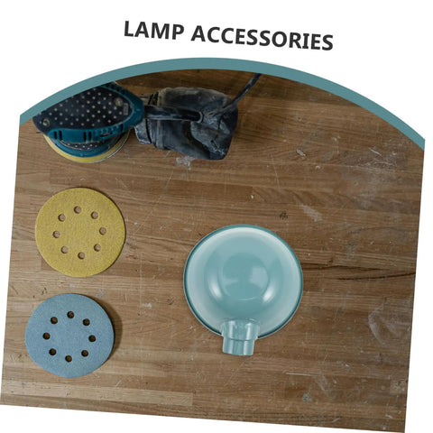 Heavy-Duty Round Machine Tool Lampshade With Protective Cover For Industrial Workbench Lighting showing blue lamp accessory with sanding discs.
